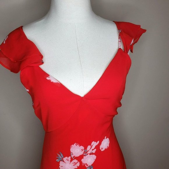 Chic Red Floral High Low Dress - Picture 4 of 11